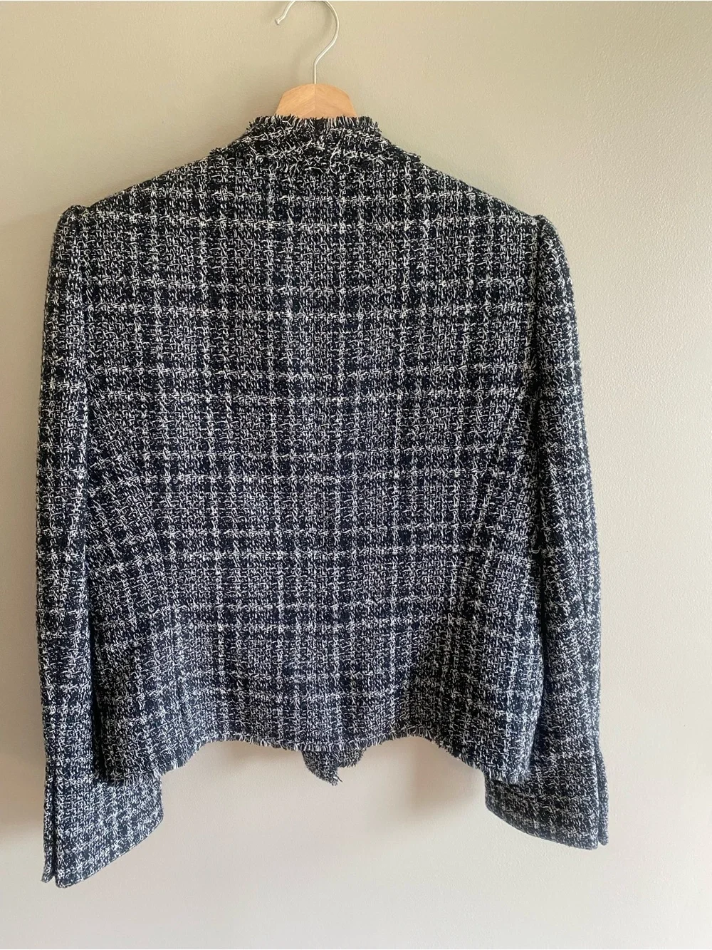 Dkny Black‎ and White Plaid Double-Breasted Open Blazer